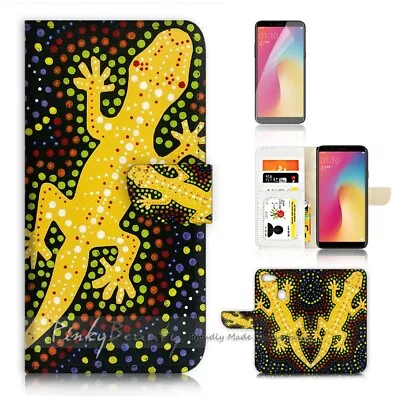 ( For Oppo A73 ) Flip Wallet Case Cover P21755 Aboriginal Art Lizard • $12.99