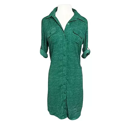 Cabi Emerald Green Polkadot Shirt Dress Womens Large • $50.97