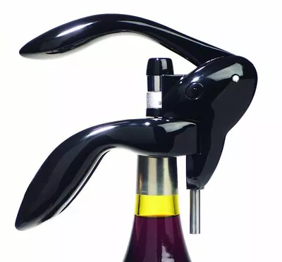 RABBIT Houdini Lever Corkscrew With Foil Cutter And Extra Spiral Shiny Black • $23.19