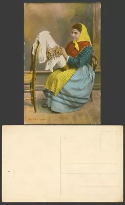 Malta Old Colour Postcard A LACE MAKER Maltese Woman Lady Lacemaking Making Lace • £7.99