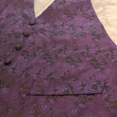 Santana Men’s Purple Paisley W 6 Button Vest Waistcoat Size Large • $15.89