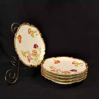 Limoges Coiffe 5 Salad Plates T&V Carnations W/Gold #6326 Hand Painted 1892-1907 • $168.98