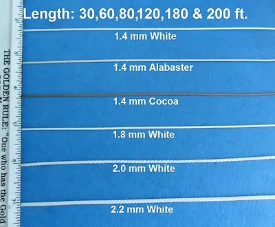 1.4 1.8 2 2.2 Mm Blind Shade Lift Pull Cord String 30-200' White Cocoa Alabaster • $12.99