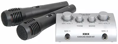 Karaoke Microphone Mixer Kit With 2 Microphones Dual - Echo/Tone/Volume Control • £26.99