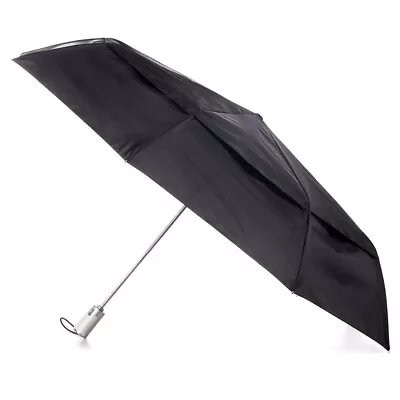 Totes Men S One-touch Auto Open Close Vented Canopy Umbrella Black - 8414 • $37