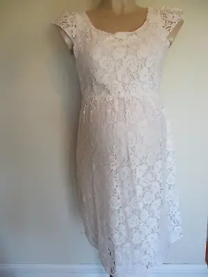 Seraphine Maternity White Lace Occasion Dress Wedding Christening Size 6 • £21.25