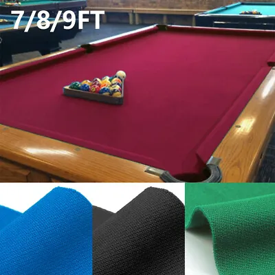 7/8/9ft Pool Table Cloth Worsted Billiard Felt Cover Fast Speed W/Pre-Cut Rails • $65.50