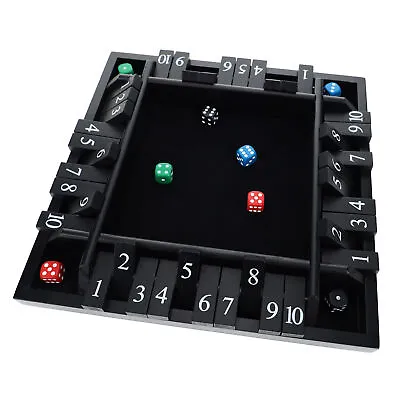 Pacific Shore Games 4 Player Shut The Box Dice Game Black Stained Wood 12 • $29.99