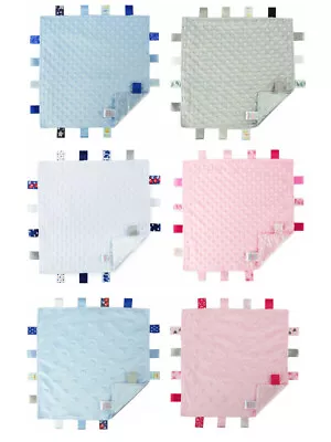 Baby Comforter Tags Security Blanket Bubble Heart Stars Boys Girls Taggie • £5.95