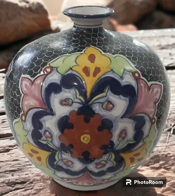 Vintage Hand Made Talavera Ansar Puebla Vintage Floral Vase • $85