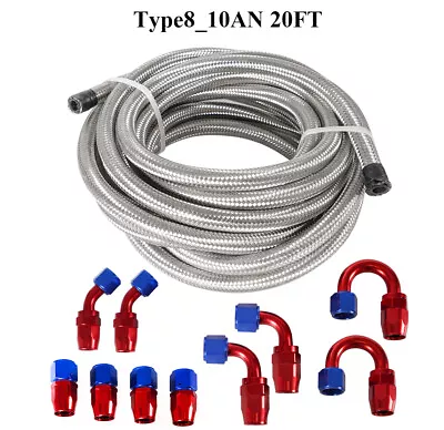 Stainless Steel Braided 6/8/10/AN CPE Fuel/Oil/Gas Hose Line & Fittings Kit 20FT • $49.59
