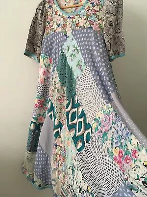 Vintage  HAND MADE Intricate  Patchwork  Swing  Dress Size S   6 - 8  Display ?: • $24.66