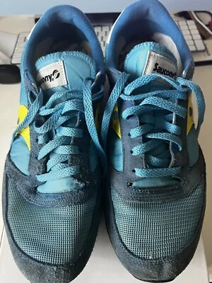 £22 • Buy SAUCONY Jazz Original Vintage Pale Blue/Yellow Trainers Size UK11