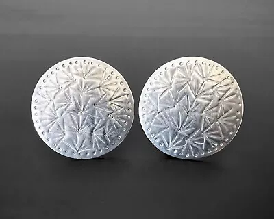 Vtg Marjorie Baer SF Silver Large Round Textured Design Clip On Earrings 1.5  • $35