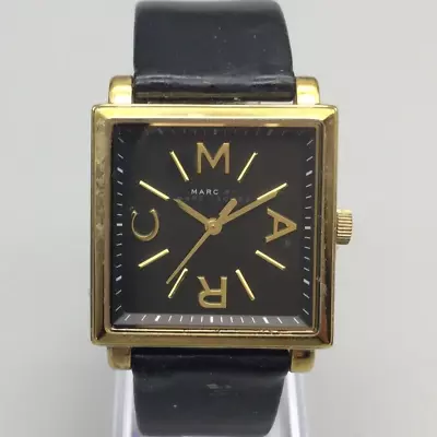 Marc By Marc Jacobs Truman Watch Women Gold Tone Square Dial Leather New Battery • $40.49