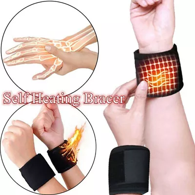 Pair Magnetic Self-Heating Therapy Wrist Brace Sports Protection Belt Profession • $0.99