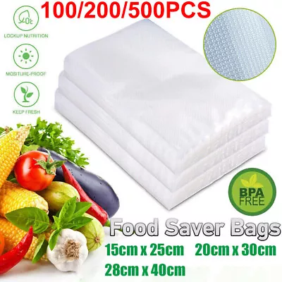 $20.99 • Buy 500X Vacuum Sealer Bags Quart Gallon 8x12 6x10 Embossed Food Saver Storage 4Mil