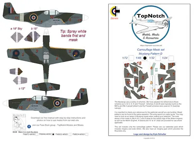 TopNotch P-51B Mustang Pat D Camouflage Scheme Vinyl Mask Set • £10.55