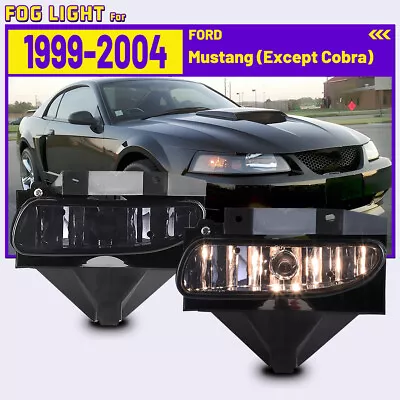 Fits 1999-2004 Ford Mustang Fog Lights Driving Lamps GT V6 Smoke Lens Pair L+R • $25.29