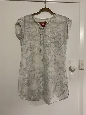 DESIGUAL White Silver Thread Life Is Fantastic Dress 40 • $13.50