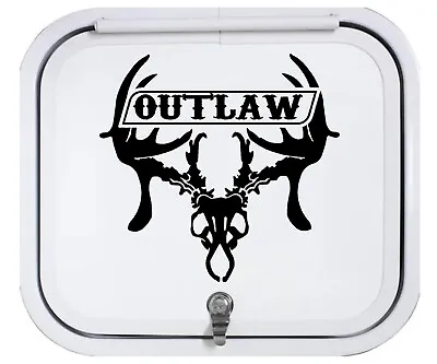 Outlaw Deer Rack Skull Hunting Decal Sticker Bow Hunting Camo Mossy Oak  F1023BK • $4.95