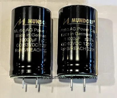 TWO Mundorf  63 VDC MLytic Ag Audio Grade 10000uf Uf Mfd 10000 125 Deg. C • $49.95