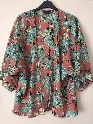 £5.99 • Buy Topshop Ladies Kimono Size 10 Pink Mix Floral Lightweight Edge To Edge Cover Up 