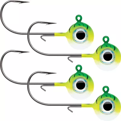 VMC Neon Moon Eye 1/4 Oz. 3D Holographic Jig - 4 Pack - Green Fire UV • $11.25