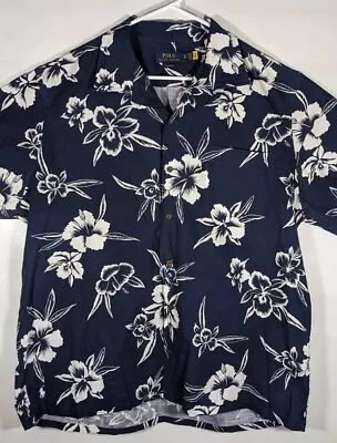 Polo Ralph Lauren Shirt Extra Large Blue Hibiscus Print Classic Fit Button Up  • $19.95