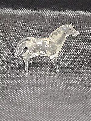 Vintage Tiny Art Glass Horse Mid Century Clear Glass  • $22