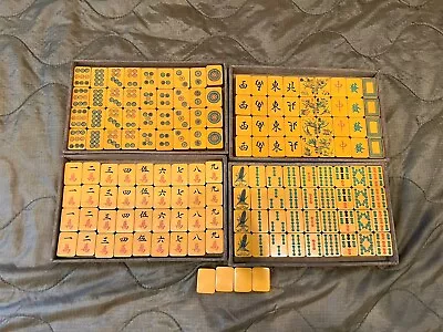 Vintage Butterscotch Bakelite Thick Mahjong Set - 148 Tiles • $115.50
