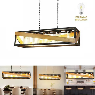 $145.87 • Buy 5 Lights Kitchen Island Pendant Light Rustic Hanging Light Fixtures For Kitchen