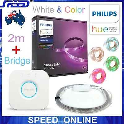 Philips Hue Lightstrip Plus 2M Kit + Hue Bridge - (AU Plug 240V Power Adapters) • $189.95