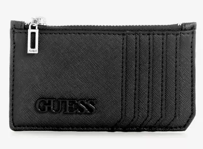 $42.95 • Buy GUESS EMERY SMALL CARD WALLET CLUTCH POUCH PURSE Black Logo PU LEATHER New BNWT