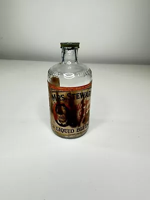 Vintage Mrs. Stewart's No Drip Liquid Bluing Paper Label Glass Bottle • $10.99