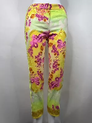 Vtg Versace Ss2004 Green Donatella Print Cropped Pants It 38 • $320