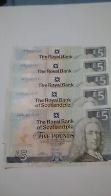 5 X THE ROYAL BANK OF SCOTLAN D JACK NICKLAUS £5 2005 NOTE Consecutive Minted • £49.99