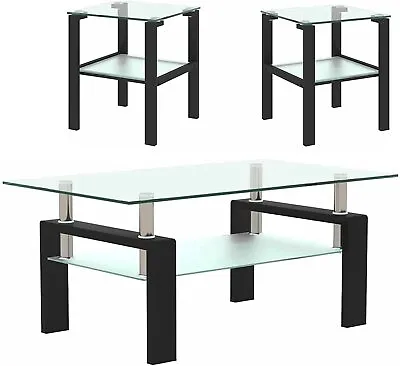 Glass Coffee Table And End Table Sets Living Room Table 2 Layer Tea Table • $241.99