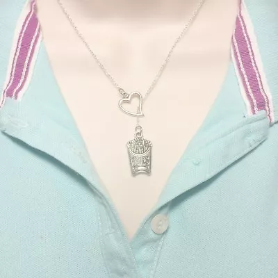 I Love McDonalds French Fries Handcrafted Silver Lariat Style Y Necklace. • $19.99