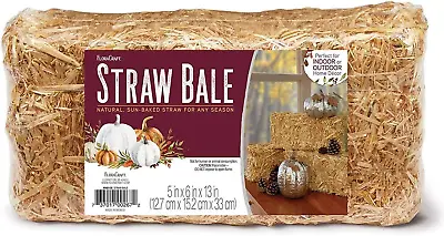 Decorative Straw Bale 5 Inch X 6 Inch X 13 Inch Natural • $17.49