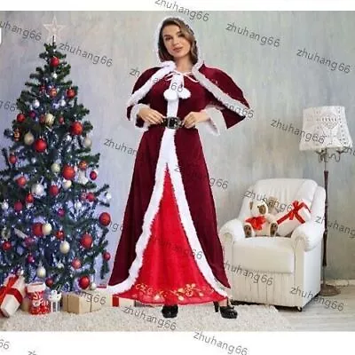 2023 Christmas Costume Xmas Mrs. Claus Party Santa Cosplay Women Red Dress ！US • $34.99