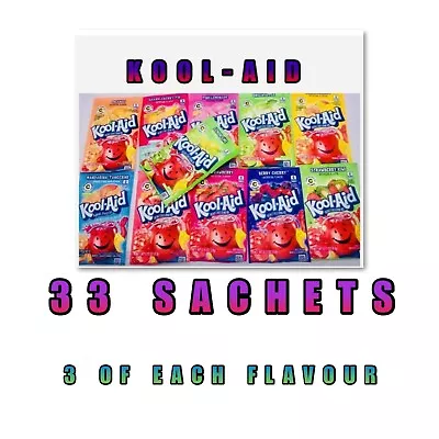 £29.99 • Buy Kool Aid Sachets American Candy Sweets X 33 Sachets Drink Mix Unsweetened New
