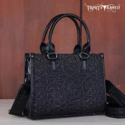 Trinity Ranch By Montana West Floral Tooled Concealed Carry Tote/Crossbody Black • $81.99