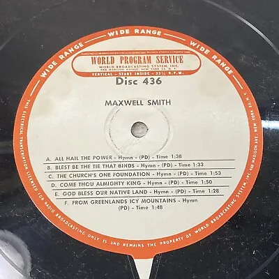 16” WPS Radio Transcription Record Disc 436 Maxwell Smith/ Roberto Cianelli • $10.33
