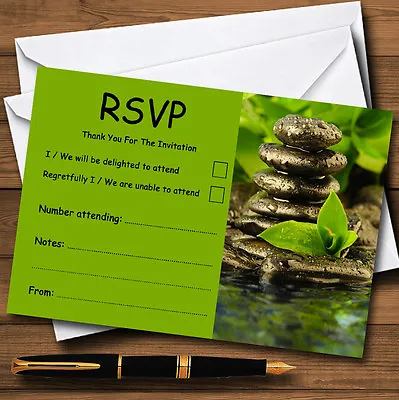 Green Spa Day Personalised Wedding Or Party RSVP Cards • £8.95