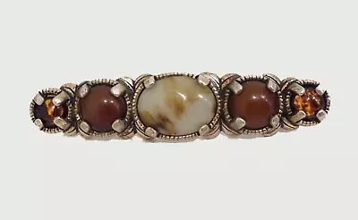 Vintage Miracle Scottish/Celtic Bar Brooch/kilt Pin Agate Citrine/cairngorm • £10.25