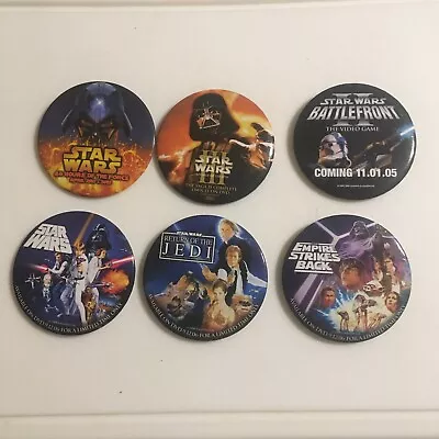 Promotional Movie DVD Video Release 3” Buttons Pins Lot Of 6 Star Wars • $5.99