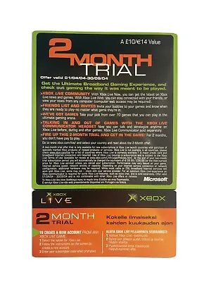 Collectible XBOX Live 2 Month Trial Card - Never Used - Rare: Only One On EBay! • £4.50