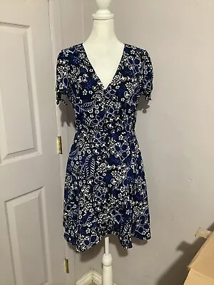 J.Crew Blue Floral Mini Fit & Flare Dress • $16.50