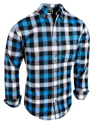 Plaid Shirt Mens Button Down Collar Pocket New Colors Long Sleeve Casual Dress • $19.95